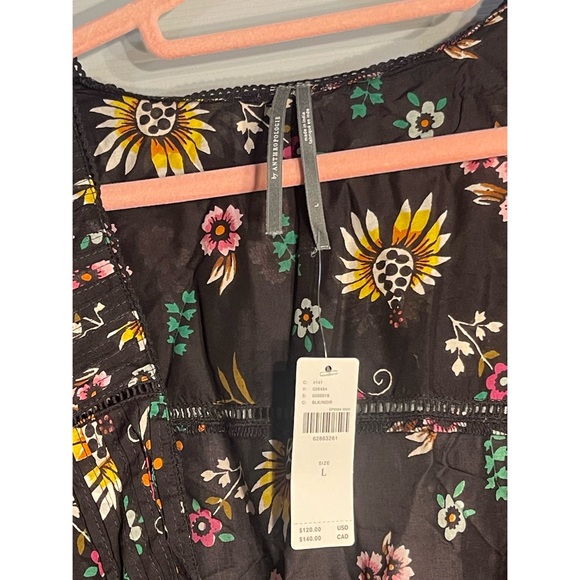 Anthropologie Pintucked Brown Floral Robe NWT Size Large - Picture 11 of 15